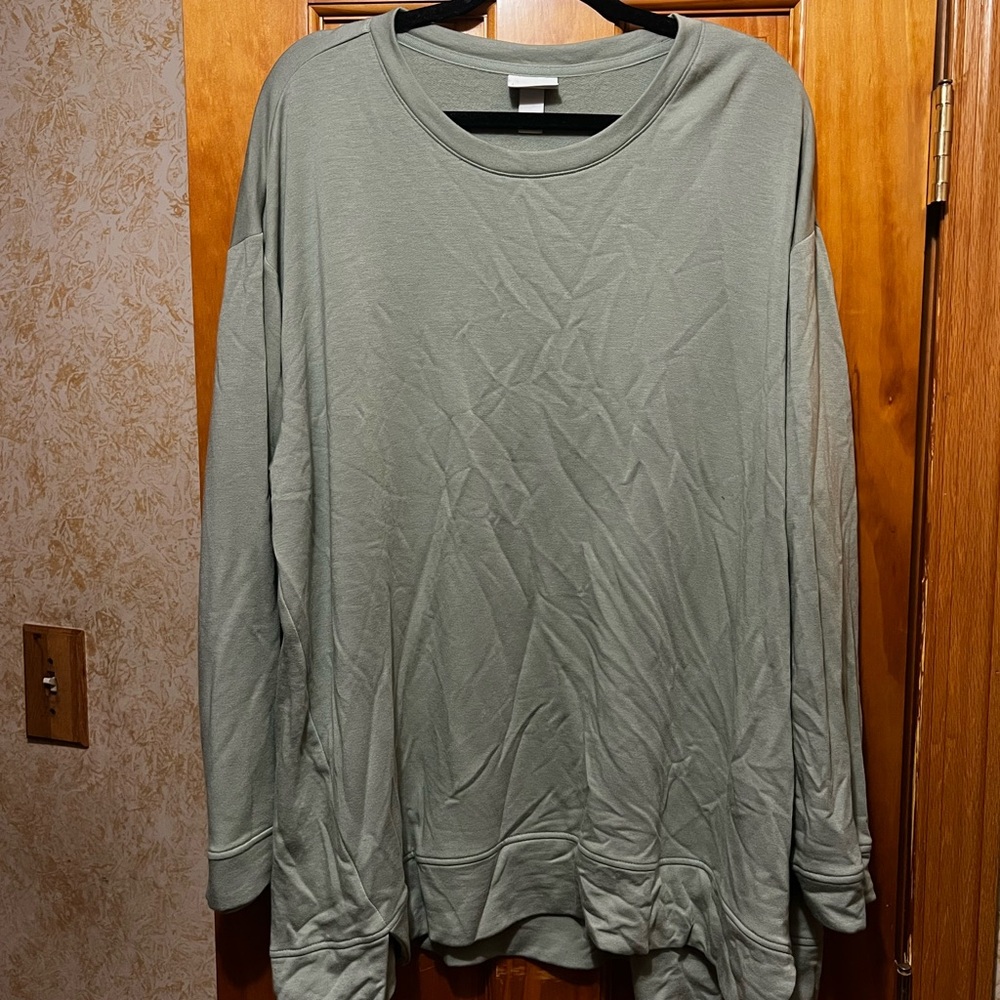 Ava & Viv Sage Green Crew Neck Top